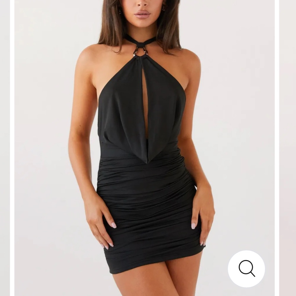Peppermayo Black Cut Out Ruched Mini Dress